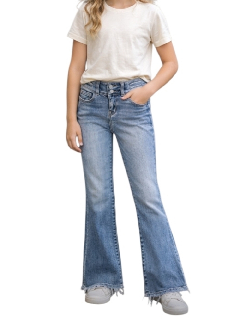 NWT BKE Youth Mid-Rise Bootcut Distressed Jeans